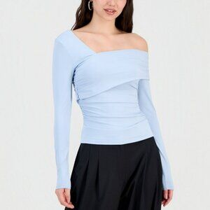 Elegant Light Blue One-Shoulder Top